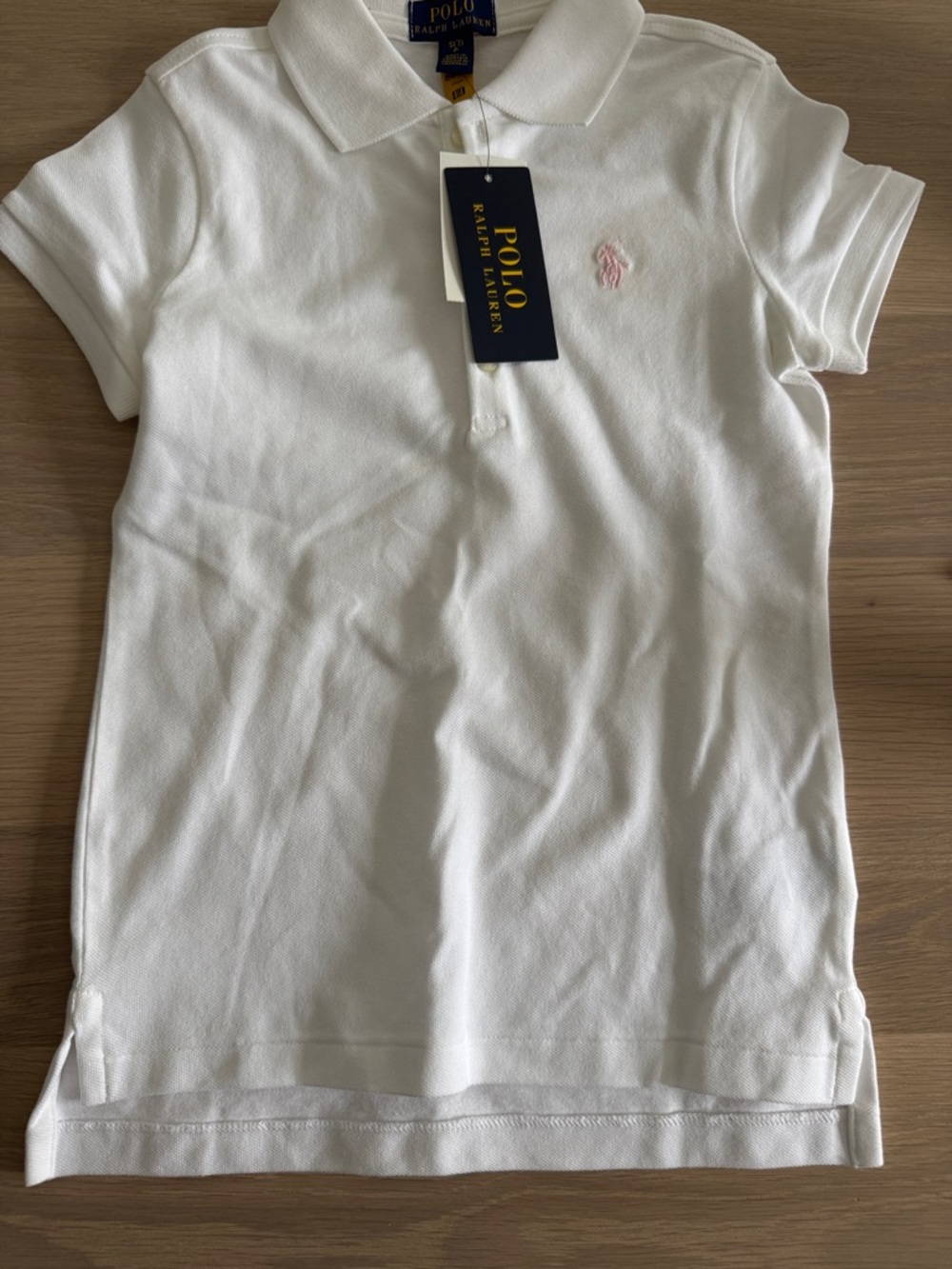 NWT Polo Ralph Lauren Girls Size 7 White Classic Polo Shirt